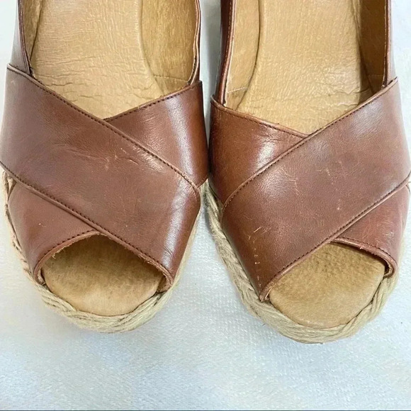 Michael Kors Leather Wedge Sandals Espadrilles - Picture 7 of 9